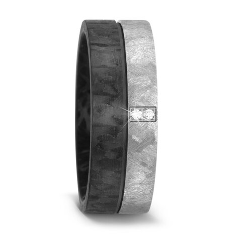 Trouwringen in Carbon en Titanium met diamant(en) per paar 