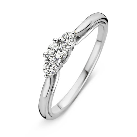 Verlovingsring in 14 karaat 585 witgoud met diamanten 0,31 ct