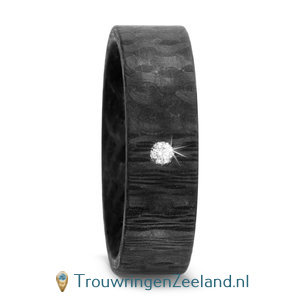 Trouwringen in Carbon met diamant(en) per paar