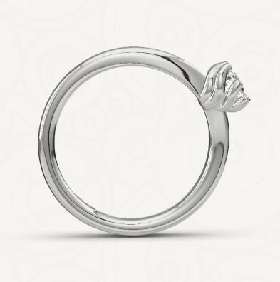 Verlovingsring in 14 of 18 karaat witgoud met 1 x 0,20 ct topsteen diamant&nbsp;in een bijzondere gedraaide 6 punt zetting 