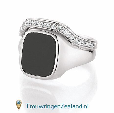 Aanschuifring voor zegelring dames in 14 karaat geelgoud 10 x 8 mm. glans gepolijst voor antieke zetting