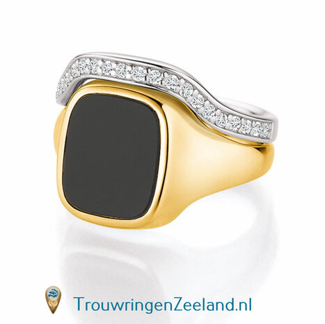 Aanschuifring voor zegelring dames in 14 karaat geelgoud 10 x 8 mm. glans gepolijst voor antieke zetting