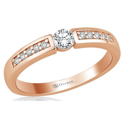 Verlovingsring in 14 karaat 585 rosé goud met diamant, vanaf