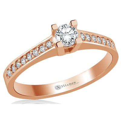 Verlovingsring in 14 karaat 585 rosé goud met diamant, vanaf