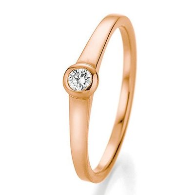 Verlovingsring in 14/18 karaat 585 rosé goud met 0,10 ct diamant