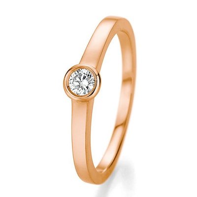 Verlovingsring in 14/18 karaat 585 rosé goud met 0,20 ct diamant