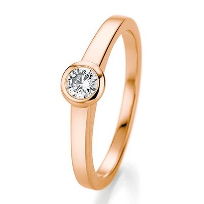 Verlovingsring in 14/18 karaat 585 rosé goud met 0,25 ct diamant