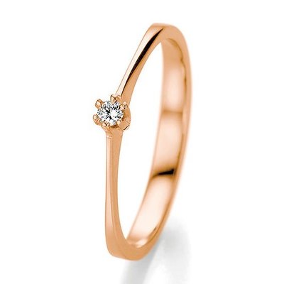 Verlovingsring in 14/18 karaat 585 rosé goud met 0,06 ct diamant