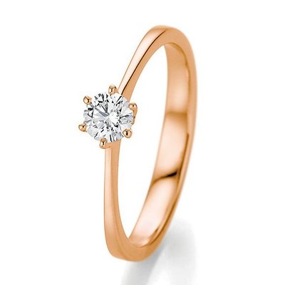 Verlovingsring in 14/18 karaat 585 rosé goud met 0,33 ct diamant