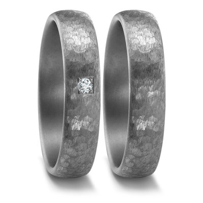 Trouwringen in donkergrijs Tantalium met diamant(en) per paar