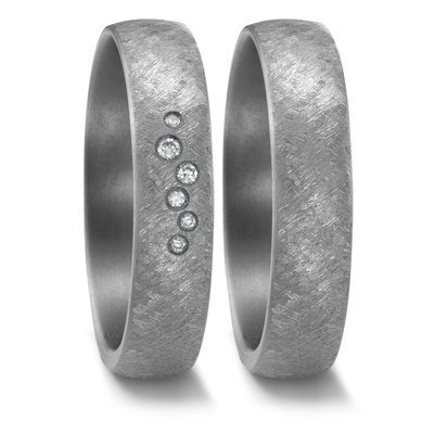 Trouwringen in donkergrijs Tantalium met diamant(en) per paar