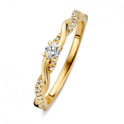 Verlovingsring in 14 karaat 585  geelgoud met diamanten