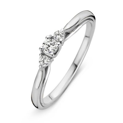 Verlovingsring in 14 karaat 585 witgoud met diamanten 0,19 ct