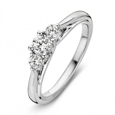 Verlovingsring in 14 karaat 585 witgoud met diamanten 0,51 ct