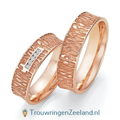 Trouwringen in 8*/14/18 karaat roségoud per paar vanaf