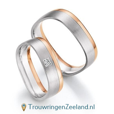 Trouwringen in 8*/14/18 karaat bicolour goud per paar vanaf