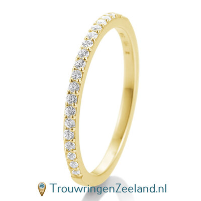 Trouwring - Verlovingsring in 14 karaat geelgoud met 26 diamanten
