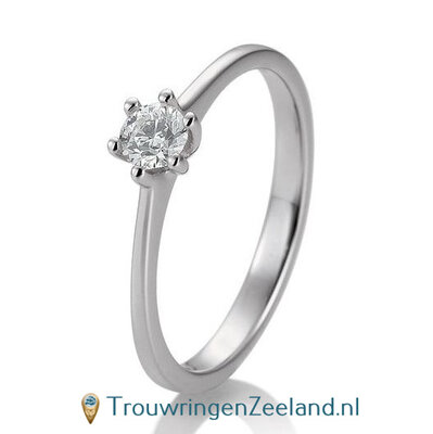 Verlovingsring platina 950 in 6 punt zetting met 0,25 ct diamant standaard