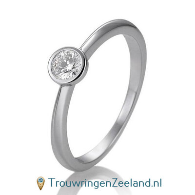 Verlovingsring platina 950 met ronde zetting en 0,20 ct diamant