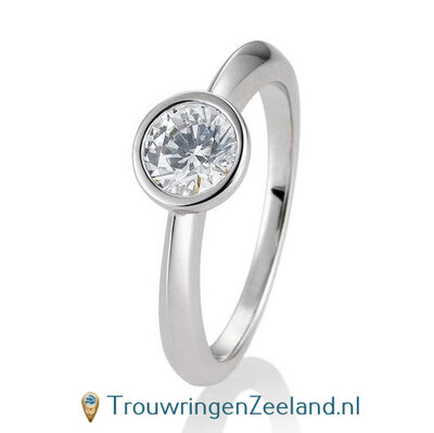 Verlovingsring platina 950 met ronde zetting en 0,80 ct diamant