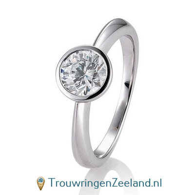 Verlovingsring platina 950 met ronde zetting en 1,00 ct diamant