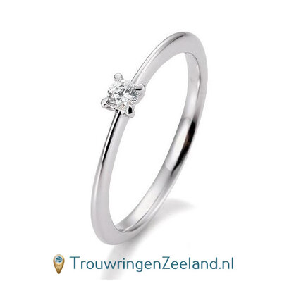 Verlovingsring platina 950 in 4 punt zetting met 0,10 ct diamant standaard