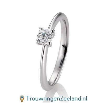 Verlovingsring platina 950 in 4 punt zetting met 0,30 ct diamant standaard