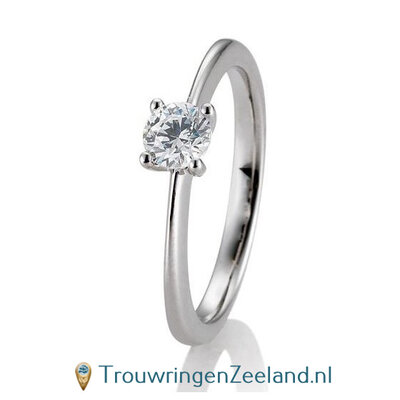 Verlovingsring platina 950 in 4 punt zetting met 0,40 ct diamant standaard