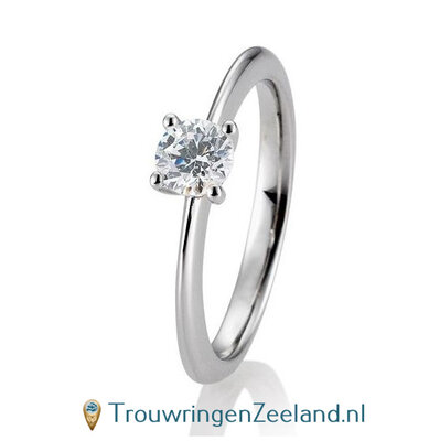 Verlovingsring platina 950 in 4 punt zetting met 0,50 ct diamant standaard