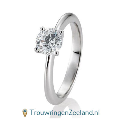 Verlovingsring platina 950 in 4 punt zetting met 1,00 ct diamant standaard