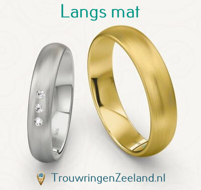 Trouwringen met bewerking Langs mat