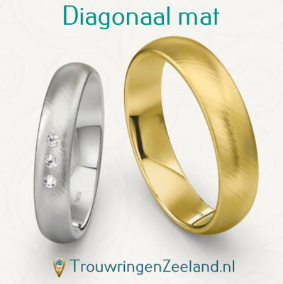 Trouwringen met Diagonaal mat