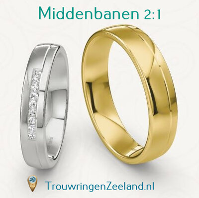 Trouwringen met scheidingsvoegen midden 2-1