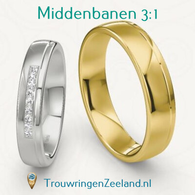 Trouwringen met scheidingsvoegen midden 3-1