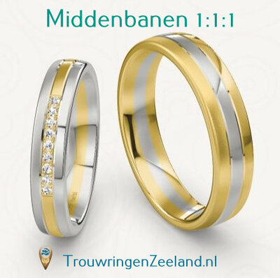 Trouwringen met scheidingsvoegen midden 1-1-1