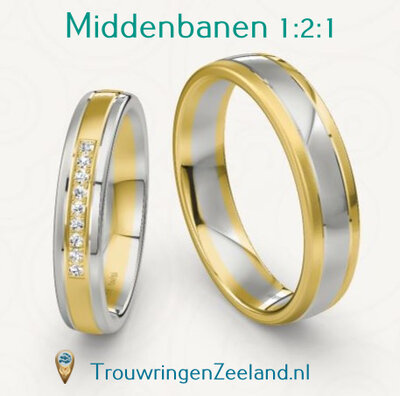 Trouwringen met scheidingsvoegen midden 1-2-1