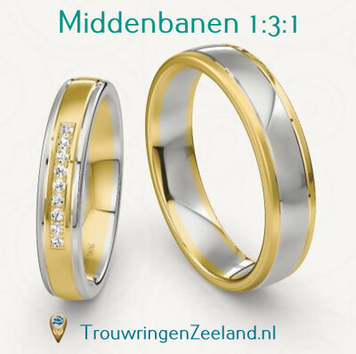 Trouwringen met scheidingsvoegen midden 1-3-1