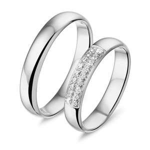 Actie trouwringen in platina 600 met diamant(en) per paar